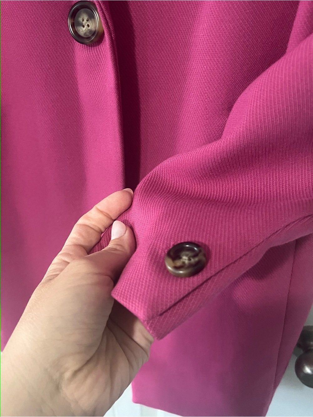 RW& CO. Tailored Single-Button Fuchsia Blazer Pea Coat Jacket - Picture 7 of 8